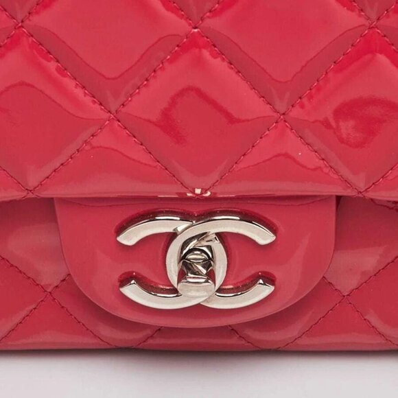 Chanel Pink Quilted Patent Leather Classic Maxi Double Flap Bag - Picture 7 of 12